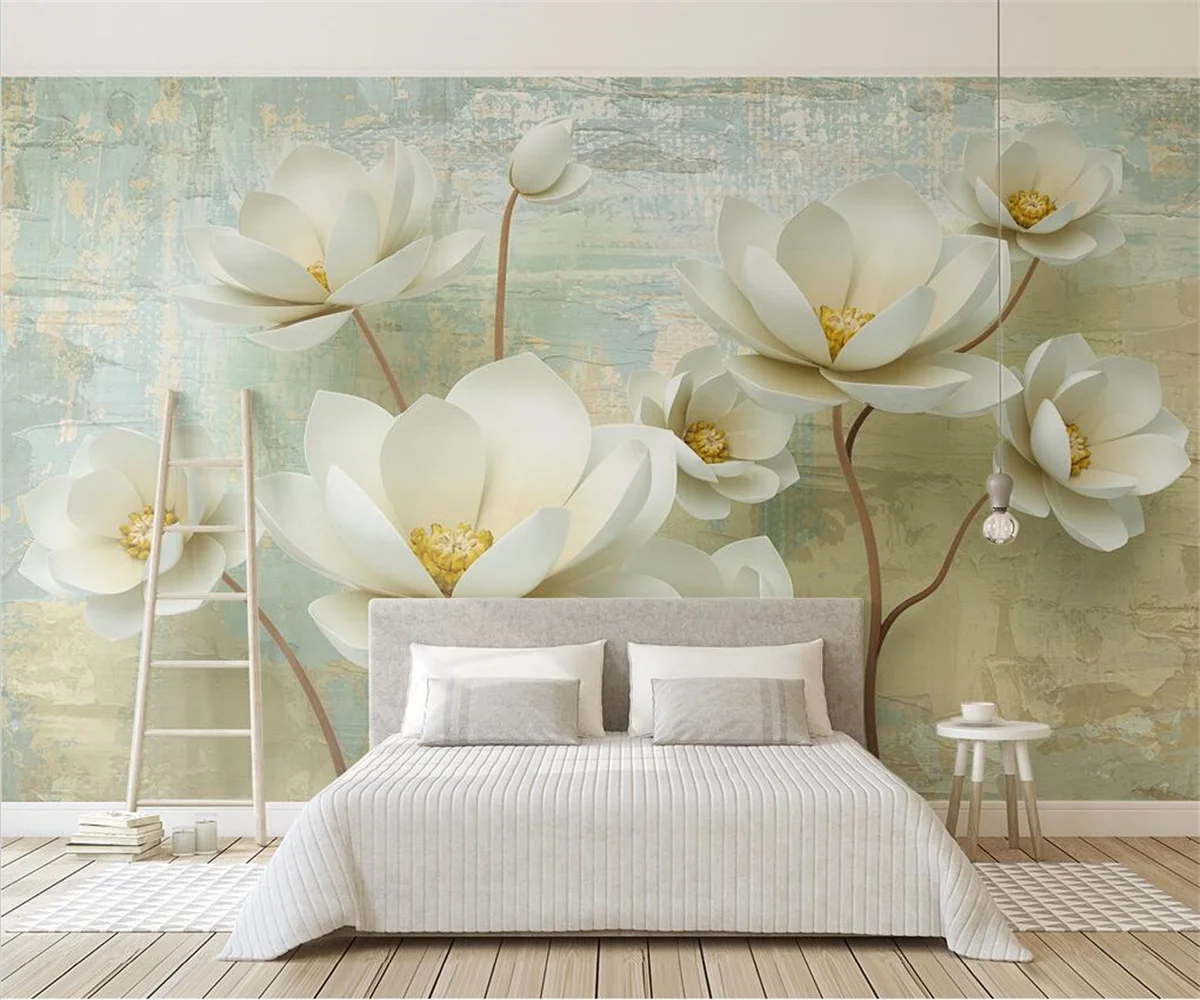 

Custom wallpaper mural 3d three-dimensional relief color carving flowers simple oil painting background wall decoration chambre