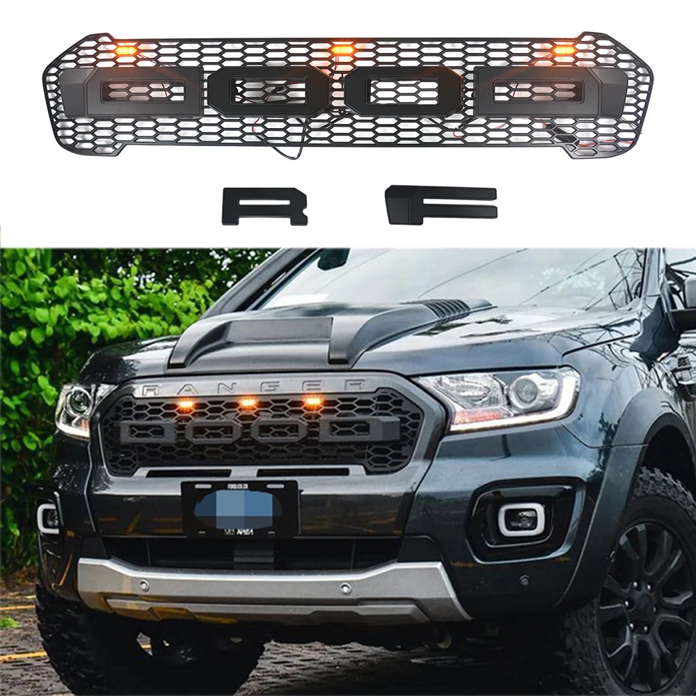 Zmodyfikowany przód grille wyścigowe maska siatki pokrowiec na zderzak pasujące do Ranger T8 xl xlt xls wildtrack lariat 2015-2018 2019 2020 2021 samochód