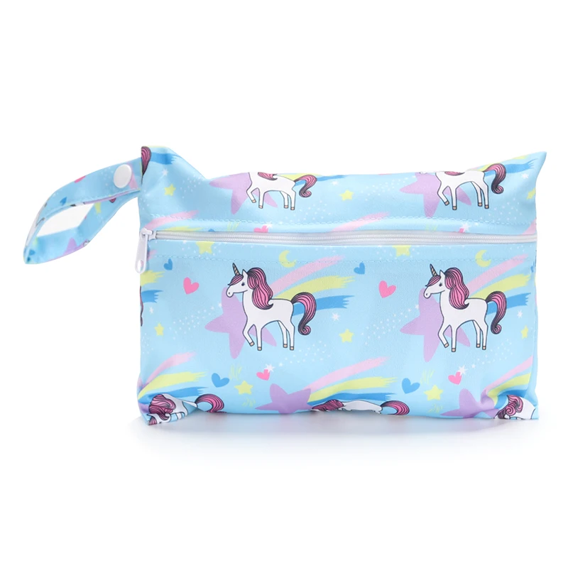 Bolsa pequeña de tela lavable y reutilizable para pañales, bolsas impermeables para viajes y deportes, 15x22,5 cm