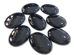 Wholesale 6x8/13x18/18x25/22x30/30x40mm Natural black onyx Cabochon Oval gemstones ring face For Diy Jewelry Making