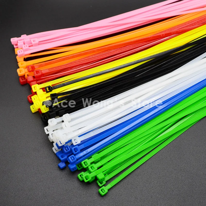 200mm Self locking Nylon Cable Ties 8 inch 100Pcs 10 color Plastic Zip Tie 18 lbs black wire binding wrap straps UL Certified