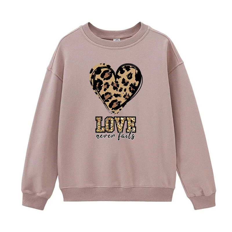 Leopard Love Iron On Patch On Clothing DIY Washable Girl T-Shirt Hoodies Thermal Stickers Love Never Fails Patch Appliqued Decor