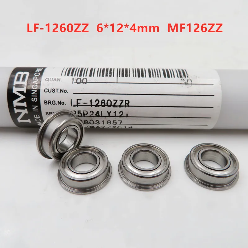 

20pcs original NMB flanged bearing LF-1260ZZ 6*12*4 mm MF126ZZ miniature flange ball bearings 1260 MF126 6x12x4 mm