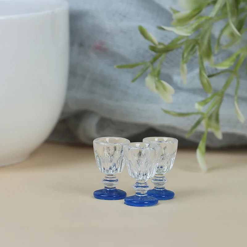 4Pcs 1:12 Scale DIY Parts Plastic Transparent Goblet Miniature Mini Wine Beer Cup Dollhouse Craft Home Decoration Glass Model