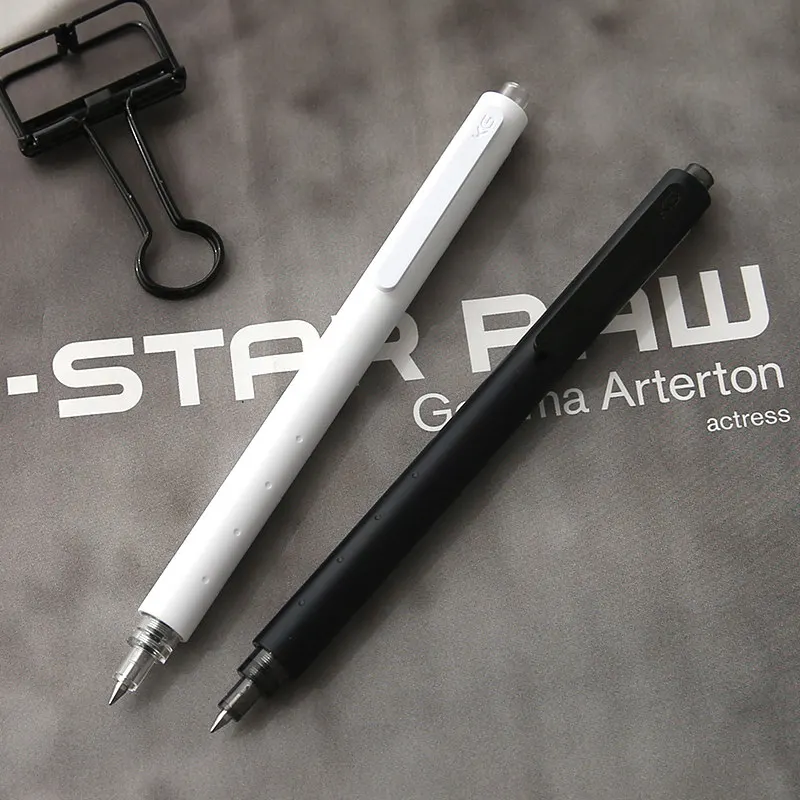 KACOGREEN ROCKET Simple White Black Pen Body Gel Pens 0.5mm Clip Fast Dry Sign Pen Gel-ink Stationery Black Ink pen