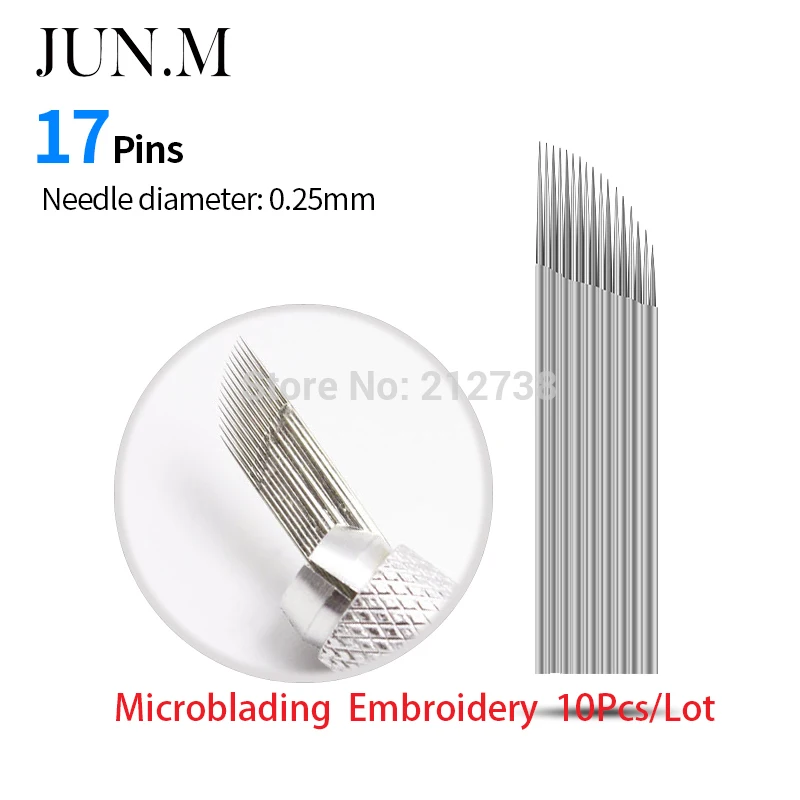 0.25mm 10 PCS 17 pin Tattoo Needles Eyebrow Permanent Makeup Tattoo Blade For 3D Embroidery Manual Microblading Pen