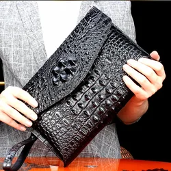 Sac à main motif Crocodile pour hommes, porte-documents de bonne qualité en véritable peau de vache, pochette de grande capacité