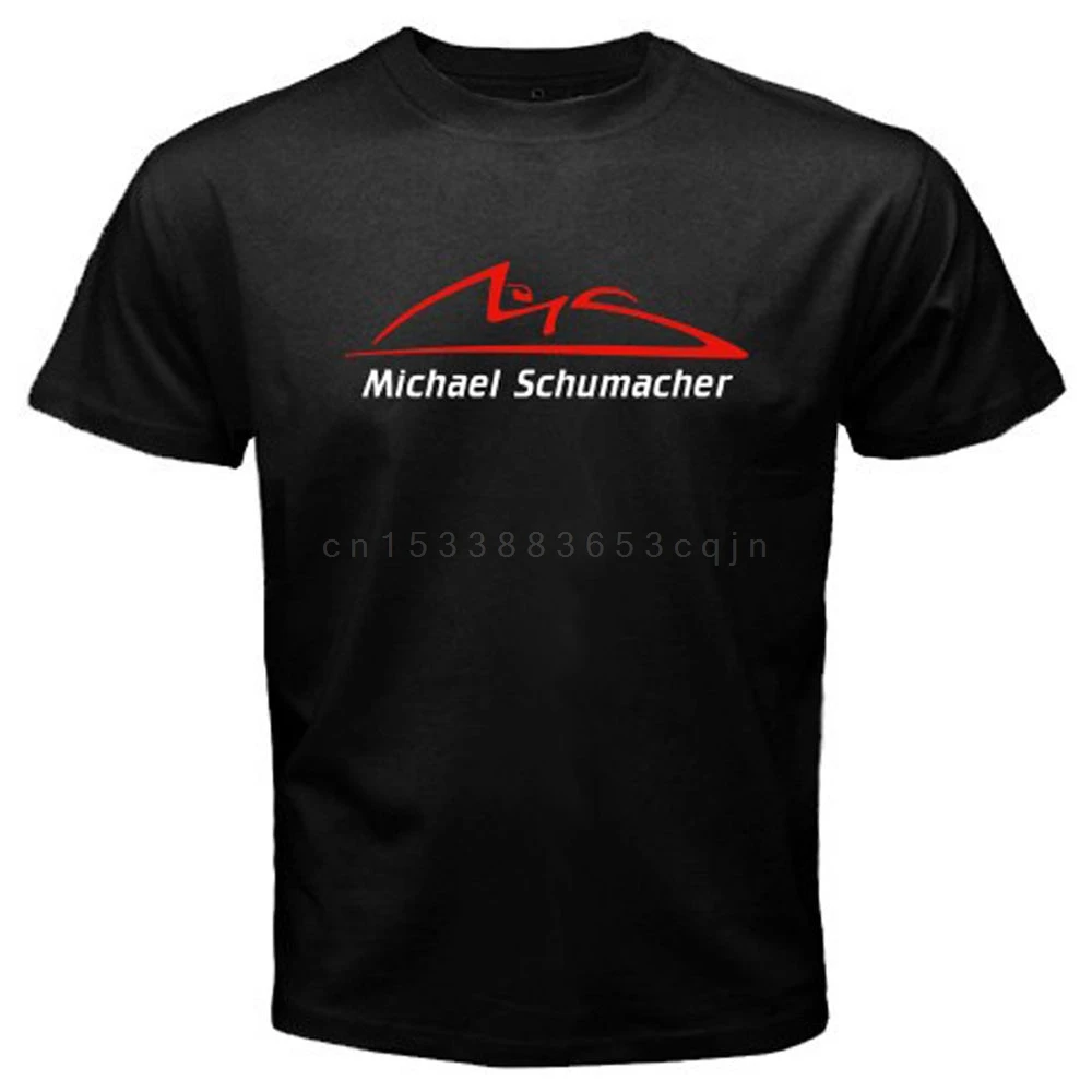 New Michael Schumacher Logo Schumi Racinger Legend Men\'s Black T-shirt EU Size XS-5xl Tee Shirts Casual Short Sleeve 100% Cotton