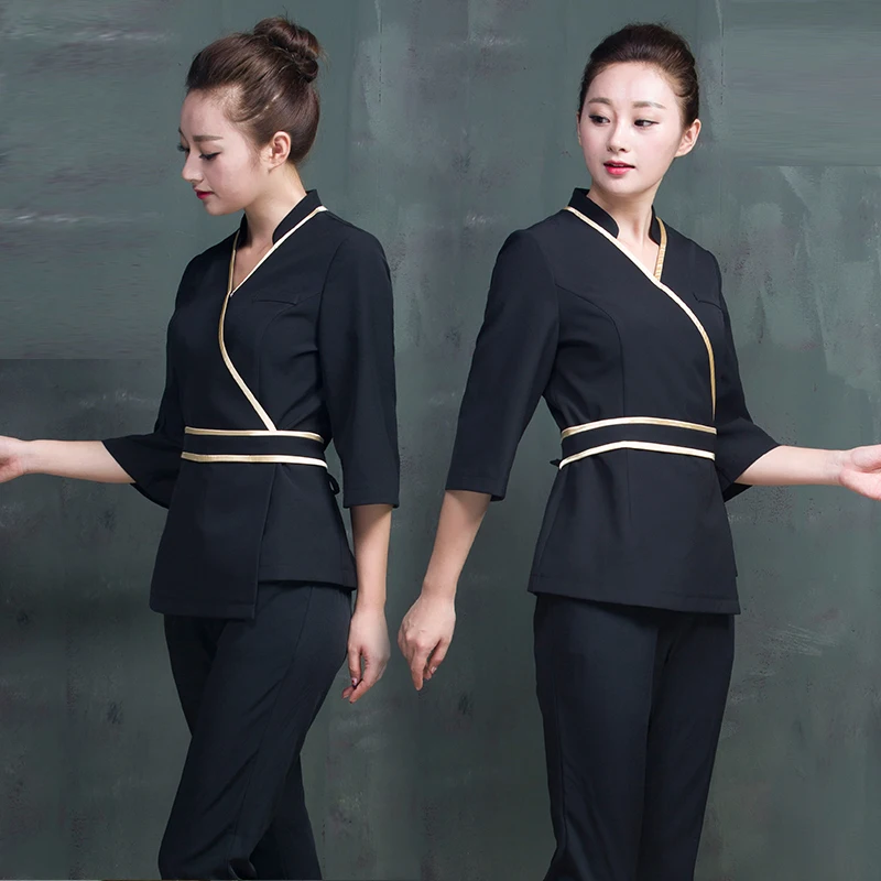 

Beauty Technician Wears Foot Massage Bath Skin Care Styling Design Manicure and Eyelash Nail Salon Uniform Spa Uniforms Women
