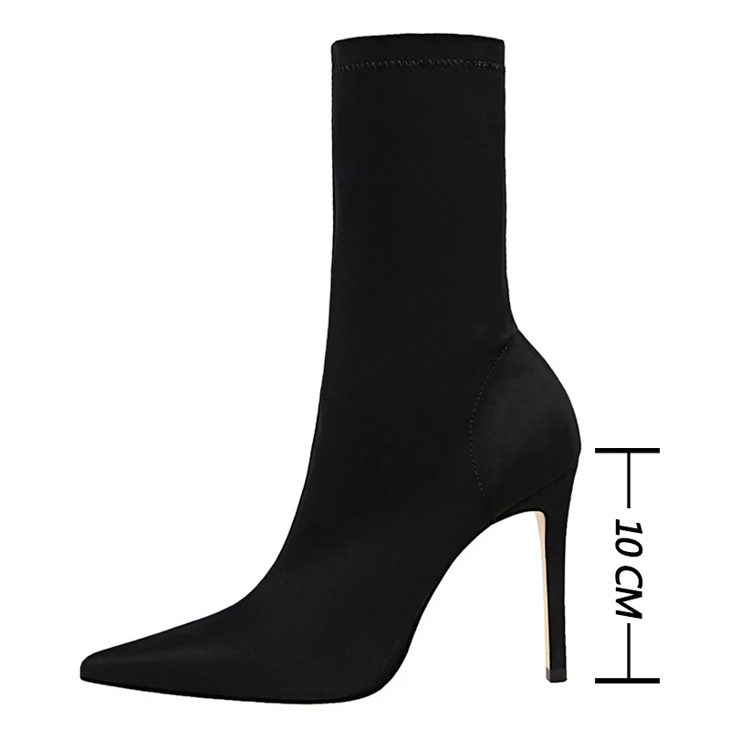 BIGTREE Shoes Women Boots Fashion Ankle Boots Pointed Toe Stretch Boots Autumn Stiletto Socks Boots High Heels Ladies Shoes 2024