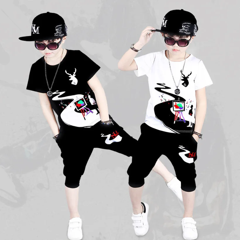 

2021 Teenage Boys Clothing Set Casual Vetement Enfant Garcon Fashion Boy Clothes Hip-hop Kids Clothing Sets Child Sports Suit