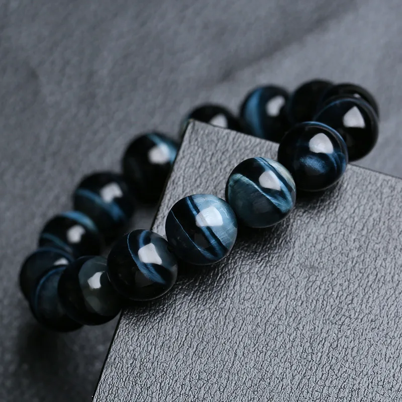 5A+ Lightning Blue Tiger Eye Bracelets Men Highest Quality Natural Stone Round Beads Elasticity Rope Bracelets for Women Jewelry