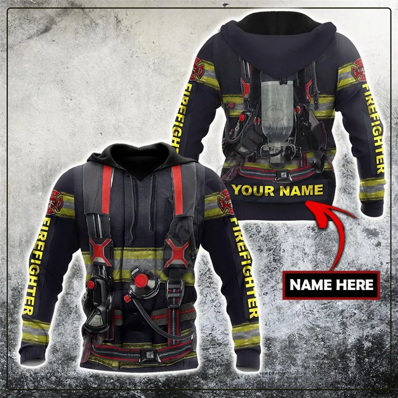 

Customize Name Firefighter hoodies 3D Printed Zipper Hoodies/Sweatshirts women for men Halloween cosplay costumes 07