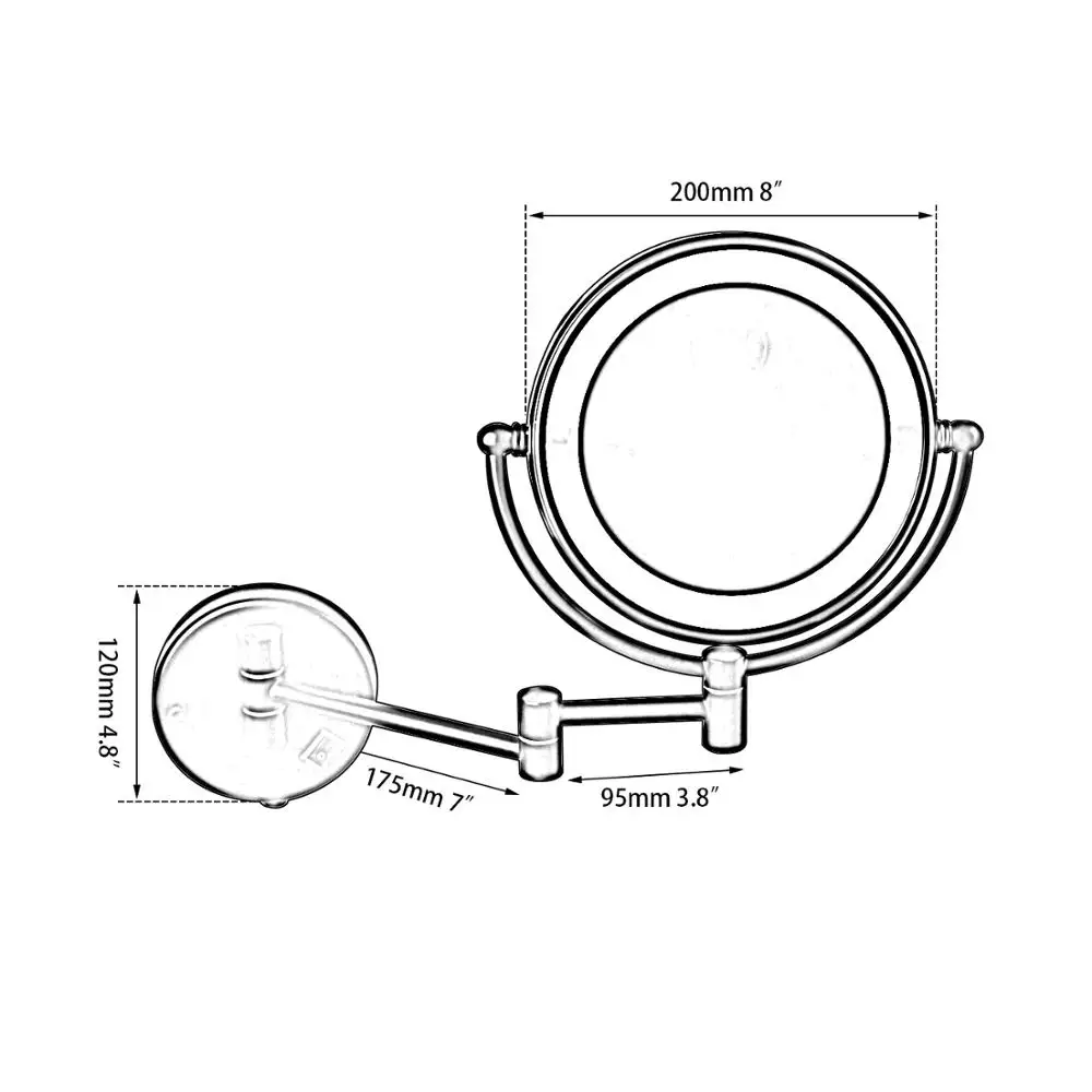 Torayvino illuminated wall mirrors for bathroom round LED Light Rotated Makeup and x3 double sided Mirror Bathroom Mirrors