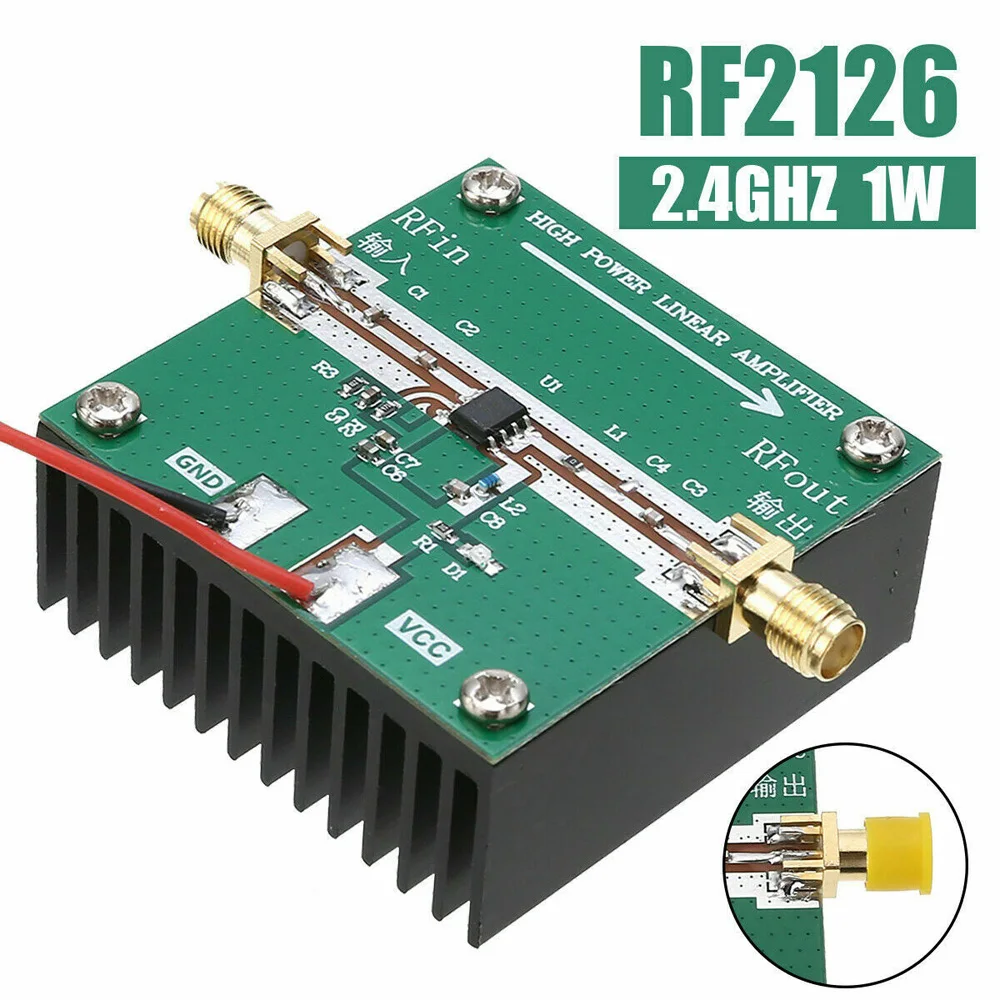 RF2126 400MHZ-2700MHZ broadband RF Power Amplifier 2.4GHZ 1W For Bluetooth Ham Radio Amplifier with heat sink