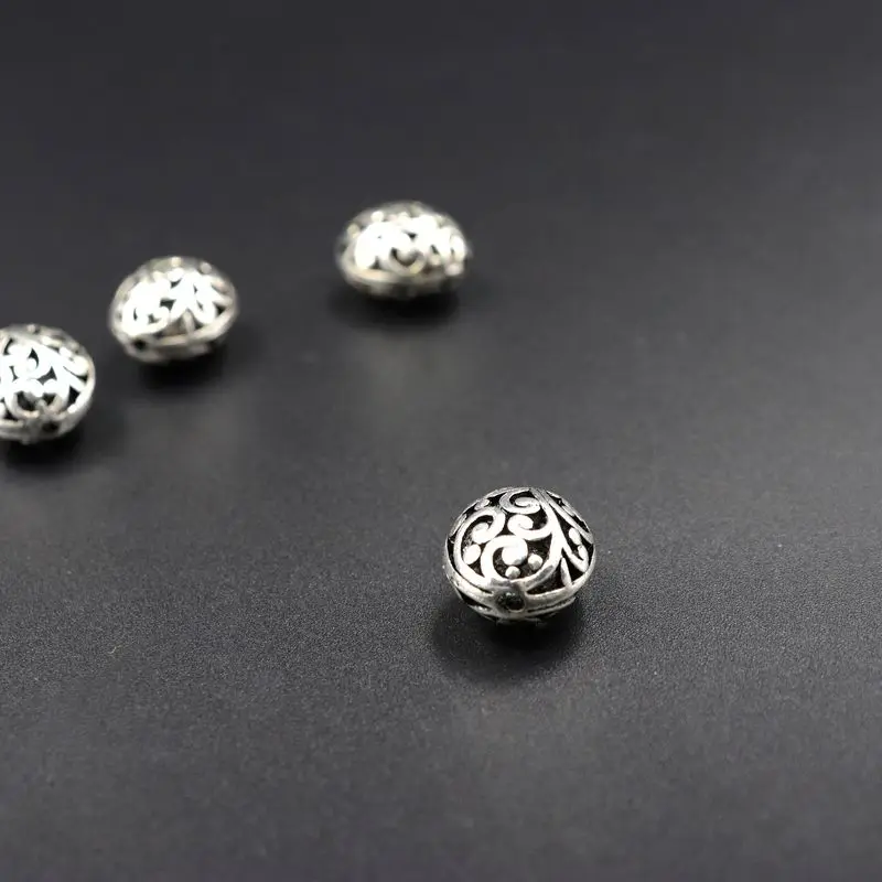 5pcs Antique Silver Color Hollow Big Egg Oval Metal Spacer Loose Beads For Jewelry Making Needlework Beadwork Diy Accessories