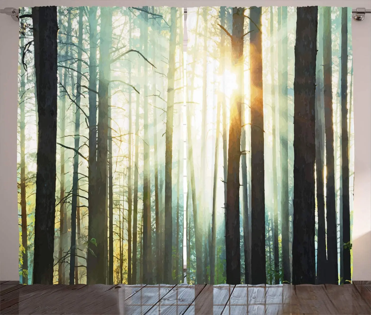 

Living Room Decoration Blackout Curtains Fog and Sunlight In The Forest for Elegant Room Curtains for Double Bedrooms