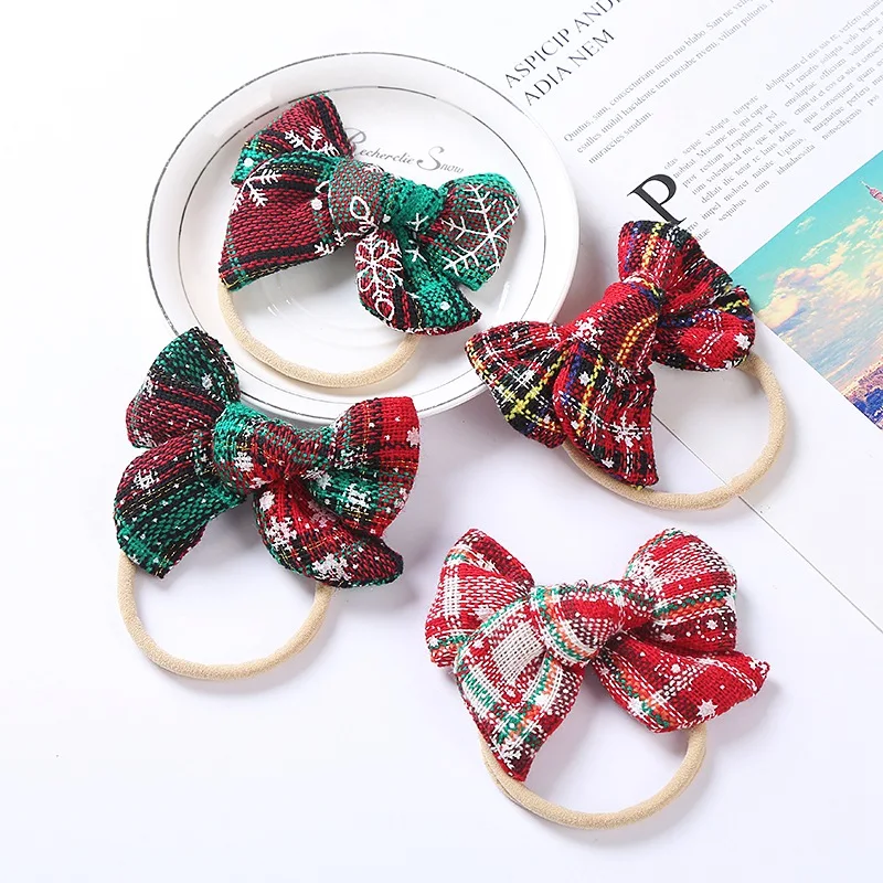 Cute Baby Girls Headband Knitted Bow Nylon Headbands Christmas Hairbands For Children Girls Hair Band Newborn Haar Accessories