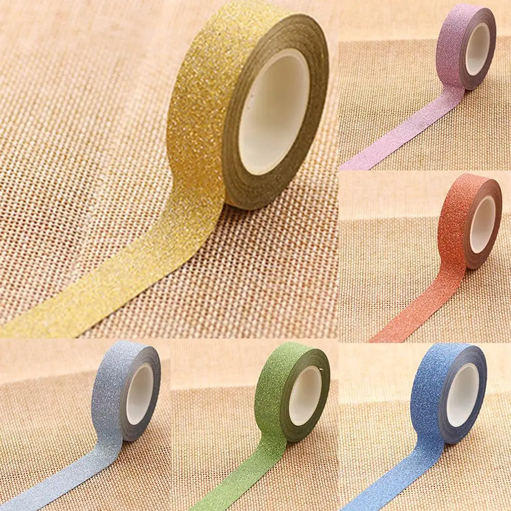 10m Glitter Washi Sticky Paper Masking Adhesive Tape  Decorative DIY Craft