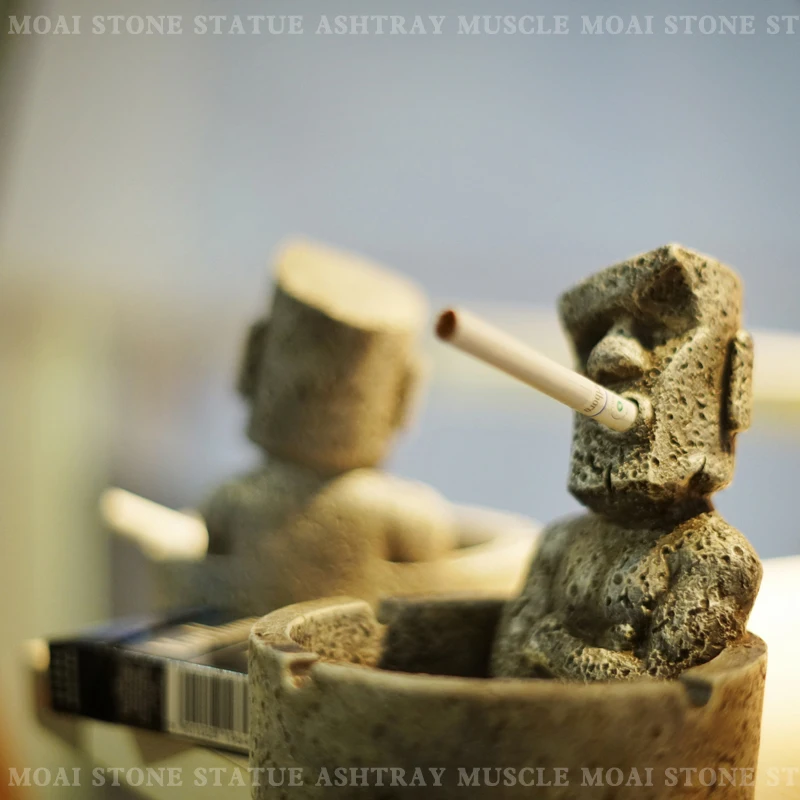 Creative Stone Statue Man Moai Restoration Island Muscular Boy Smoking Ashtray