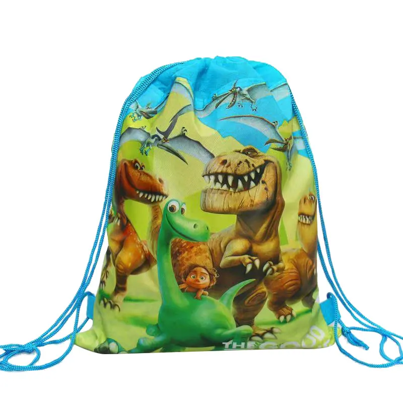 Cartone animato dinosauro borse da festa per bambini compleanno zaino con coulisse tessuto Non tessuto borsa da scuola per bambini borsa da