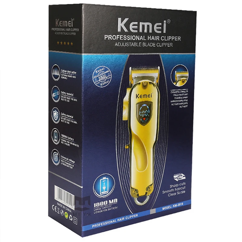 Kemel LED Kamei Adjustable Trimmer Bart Kmei Barttrimmer Kemey Professional Digital Hair Trimmer Keimei All-metal Kimei Gold Cut images - 6