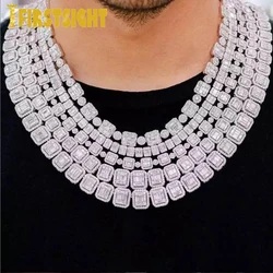 New Silver Color Full Cluster Link Necklaces 8MM CZ Iced Bling Chain Men Jewelry Full Cluster Tennis Chain Necklace