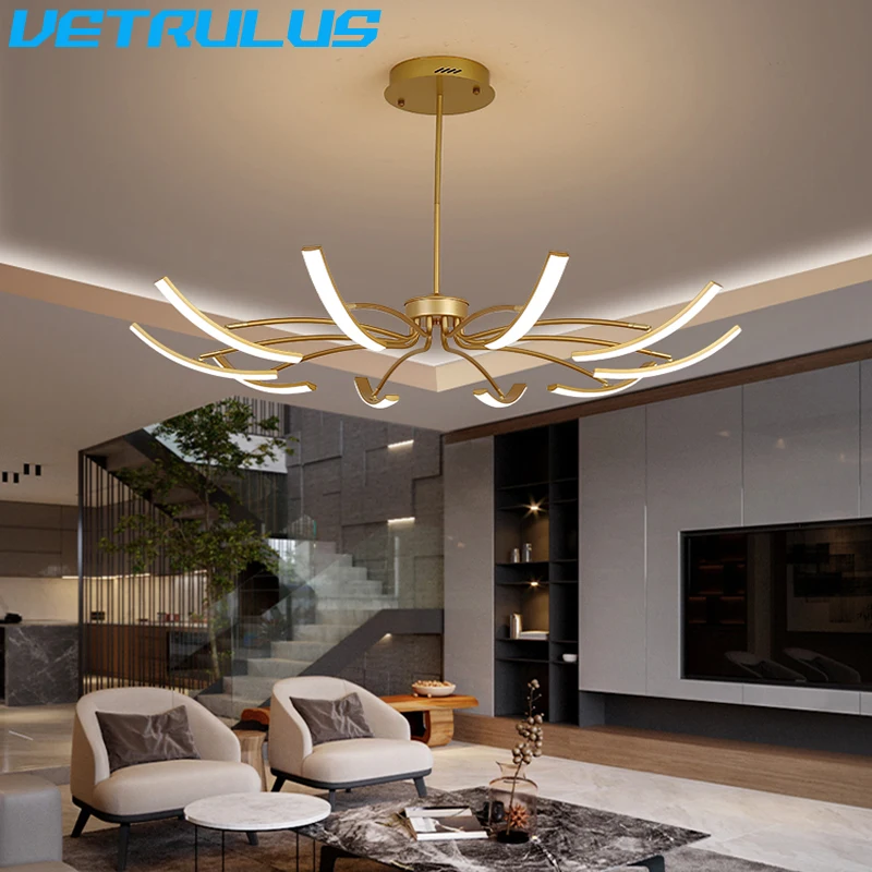 

Modern Led Chandelier Ceiling Light Nordic Loft Rotatable Lamp Aluminum Art Acrylic Hang Pendant Home Decoration Fixture Luminai