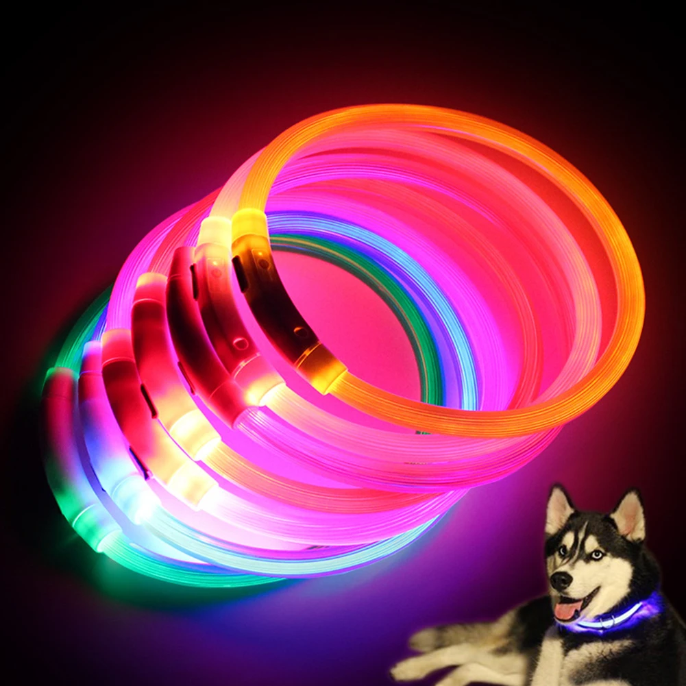 Mini Safety Dog Collar Pet Supplies Anti-lost Rechargeable LED Night Flashing Luminous USB Charging Pet Dog Puppy Neck Collar