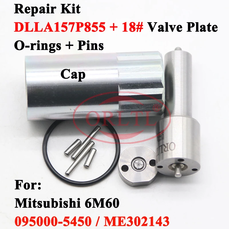 ORLTL 095000-545# Nozzle DLLA157P855 Valve 18# Nut E1022002 FOR DENSO INJECTOR 095000-5450 Mitsubishi 6M6050 5450 ME302143