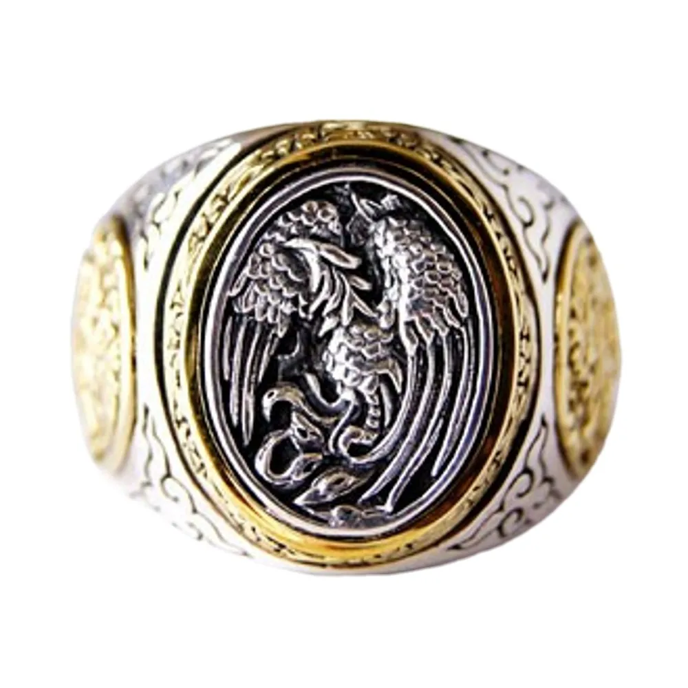 BOCAI  New Real Pure S925 Sterling Silver Jewelry Fashion Men and Women  Rings Dragons and Phoenixes Birthday Gift