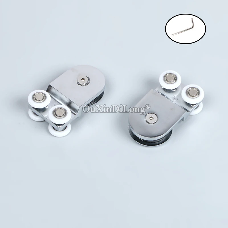 

BRAND NEW 4PCS Frameless Shower Glass Sliding Door Rollers Hanging Wheels 4 Wheels Hangers Pulleys Bearing Mute Wheel for 6~10mm