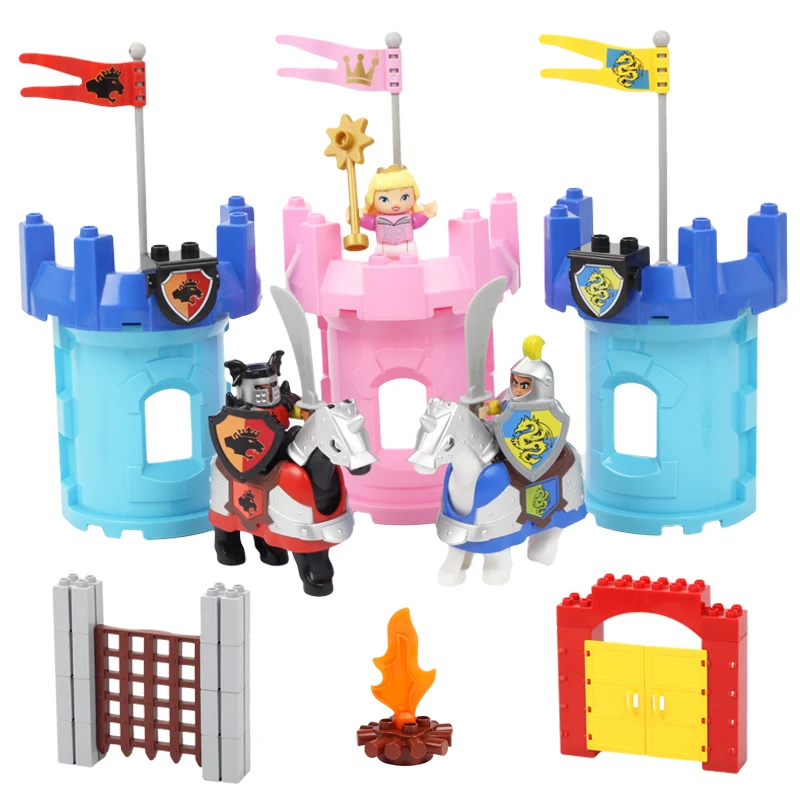 Big Building Blocks Castle War Tower Sets Princess Knight Armor Military Bricks Accessories Assemble DIY Toys For Children Gifts