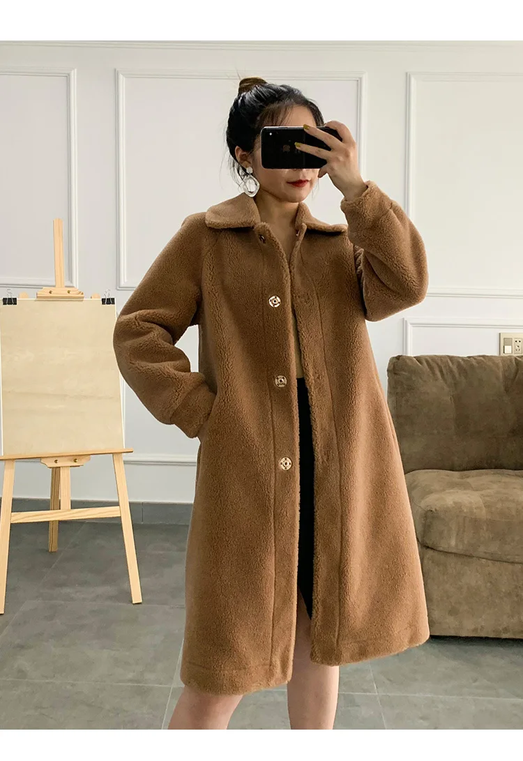 Winter Coat Female Faux Fur Coat Jacket Soft Warm Fluffy Thicken Wool Teddy Coat Solid Long Sleeve Vintage Jackets For Women