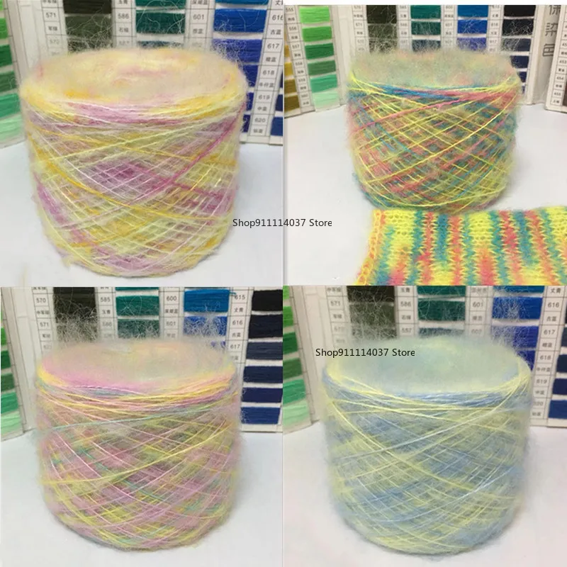 200g Segment barwione przędzy moherowej Rainbow Puffy przędzy DIY ręcznie sweter z dzianiny szal szydełka przyjazne dla skóry dziecko wełna nić