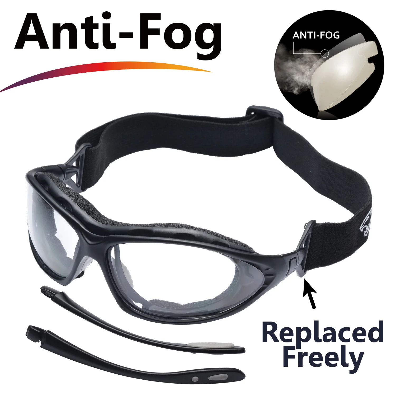 

SAFEYEAR Safety Glasses Z87+ Lab Work Protective Anti-Fog Seal Eye Resistant & UV Protection Goggles EN166,Grinding,Cycling,MTB