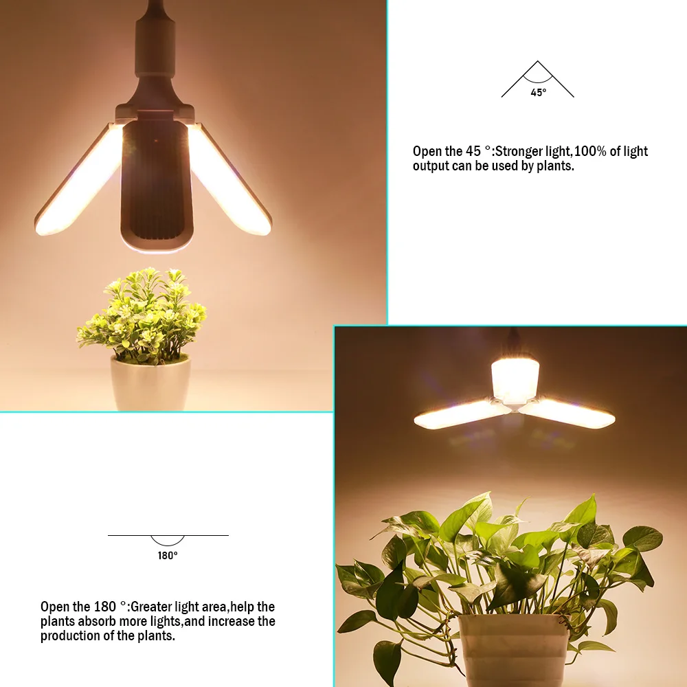 Imagem -06 - Foldable Full Spectrum Led Grow Light Planta Crescente Luz Phytolamp Bulb Plantas de Interior Flower Seedling E27 24w 36w 48w