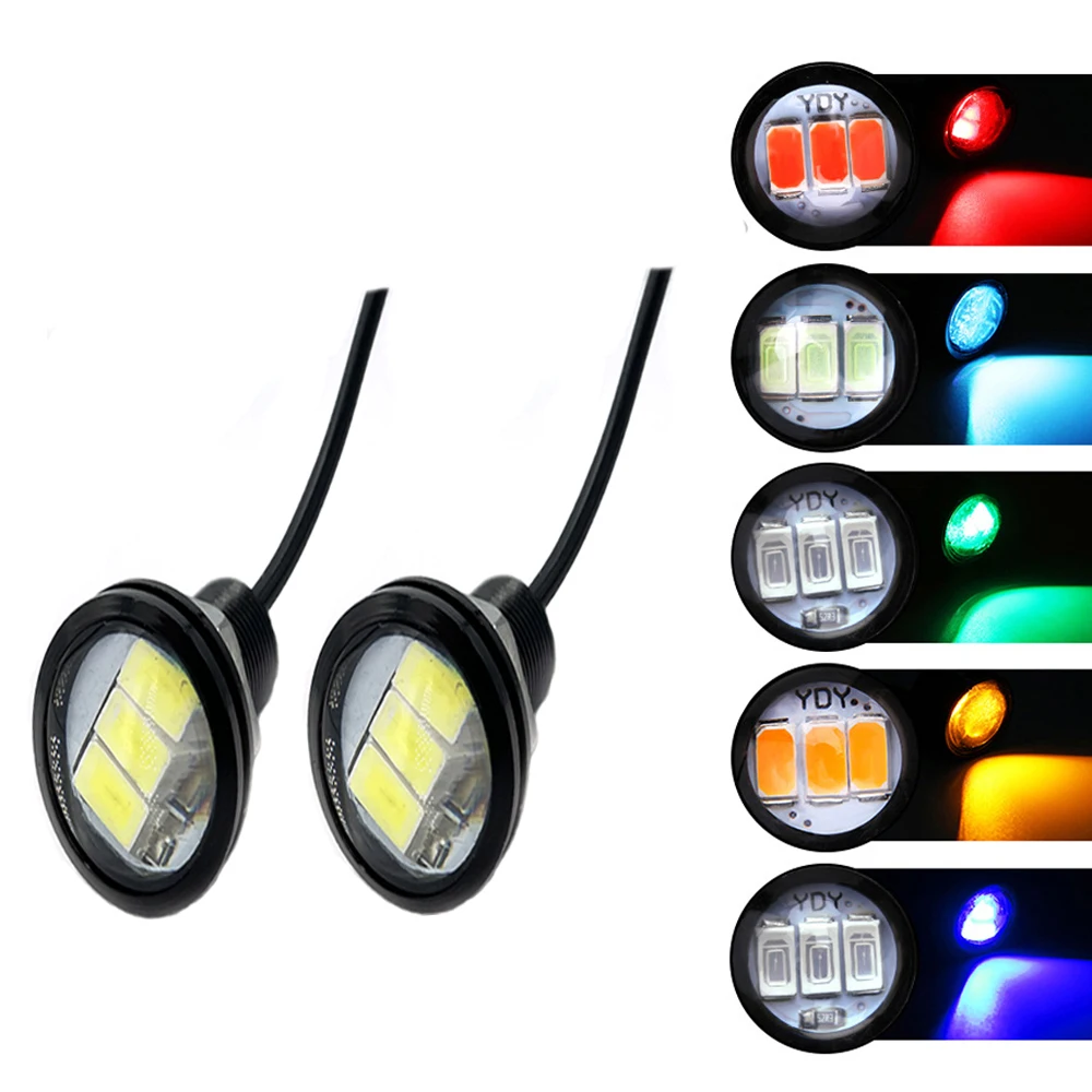 2pcs 23MM Car Eagle Eye DRL Led Daytime Running Lights Auto LED Backup Reversing Parking Signal Automobiles Lamps Red Yellow