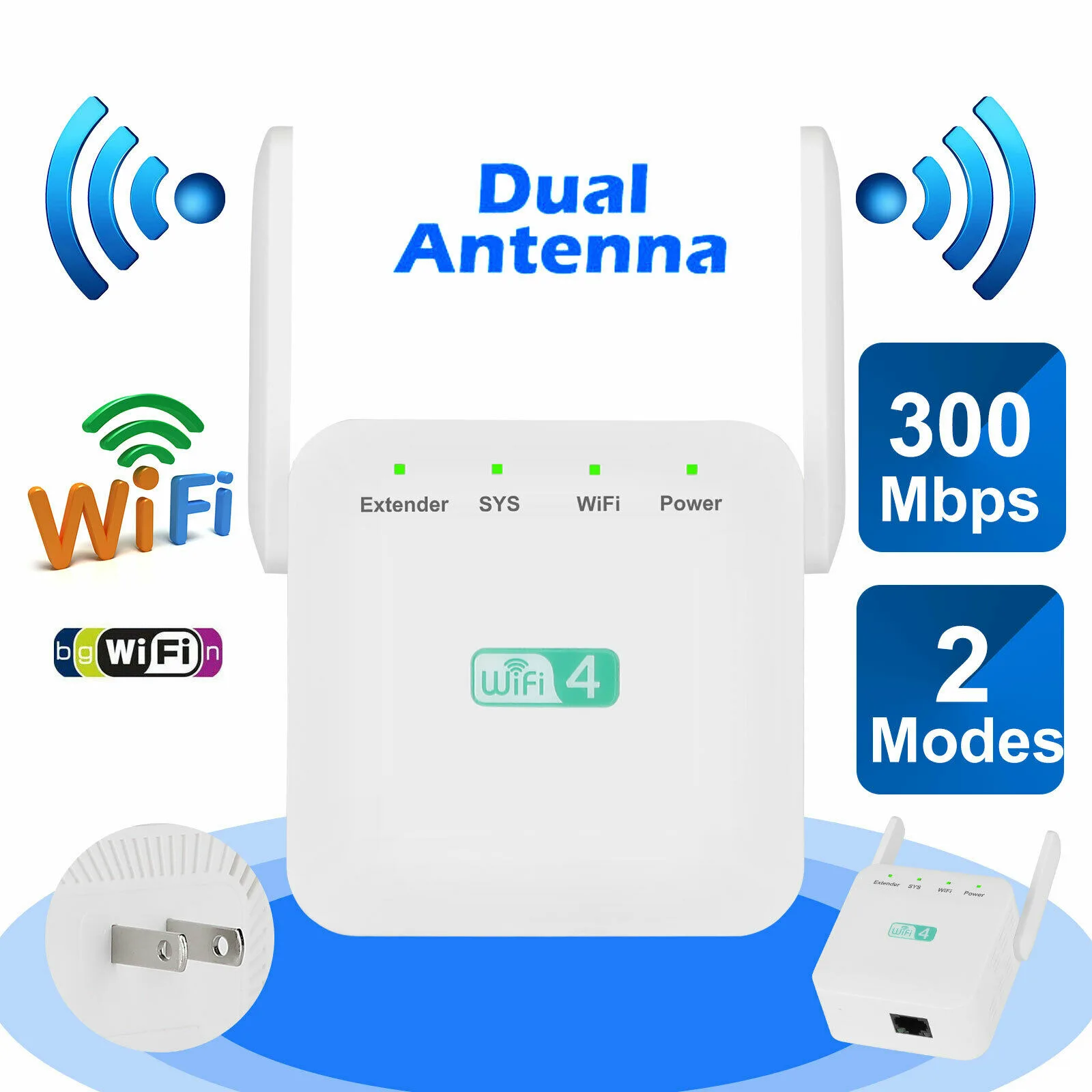 300M Wireless AP Repeater Wifi Signal Amplifier Wifi Repeater Signal Extender  Home Router IEEE802.11B/G/N White EU US UK