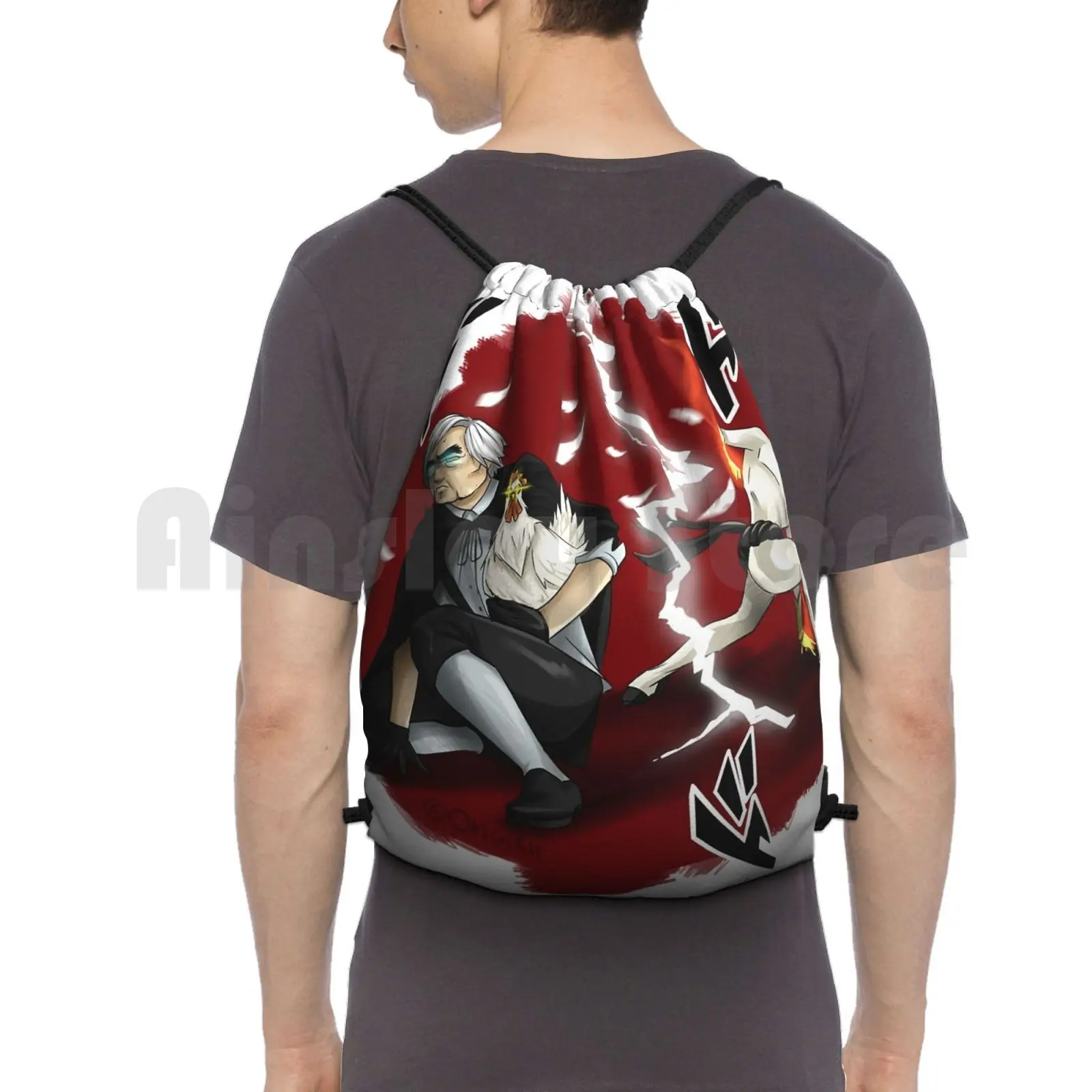 

Anime Chicken Attack Backpack Drawstring Bags Gym Bag Waterproof Chicken Attack Chicken Anime Japanese Cool Unique Funny