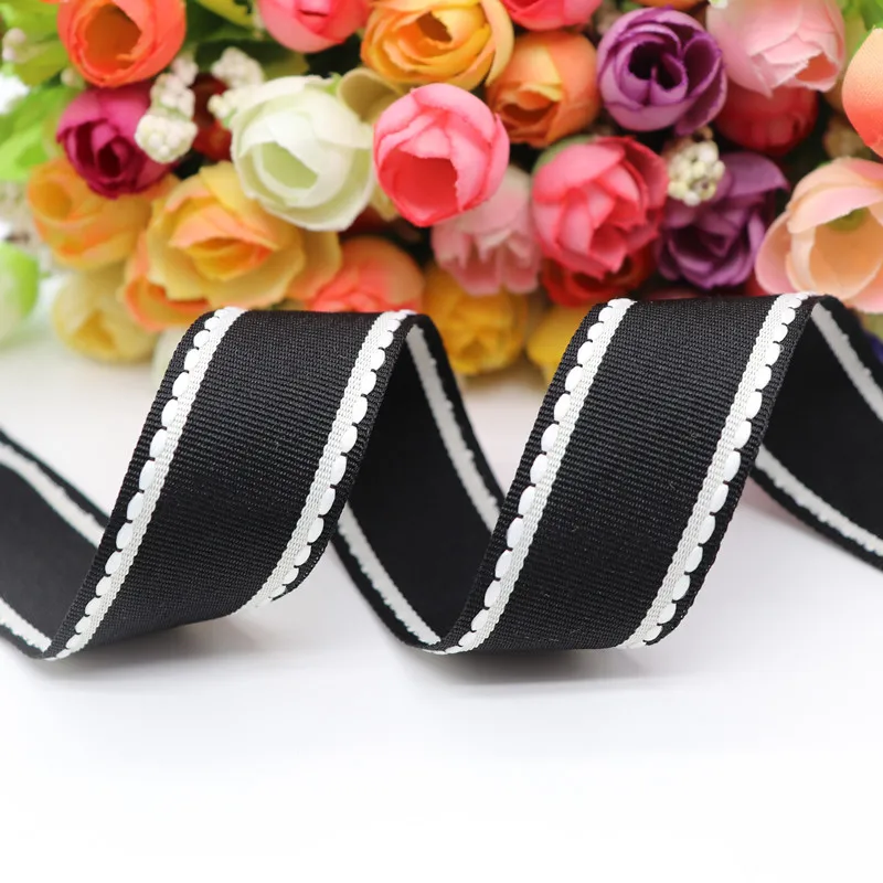 10 Yards 10MM/25MM/38MM Stichbänder Buntes Kanten-Punktlinien-Band für Haarschleifen DIY-Handwerk Handgemachte Accessoires Y19041802 – Detail 5