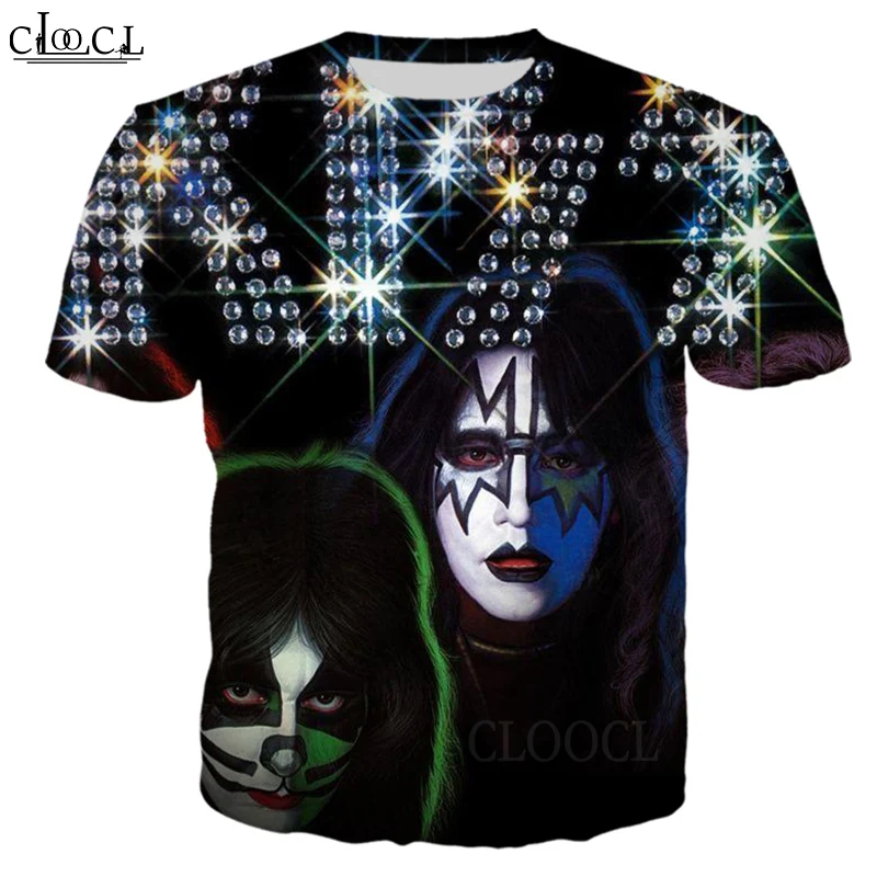 HX Rock Singer KISS Band Men Women Tshirt 3D Print Summer Harajuku Female Hip Hop Streetwear Pullover Drop Shipping