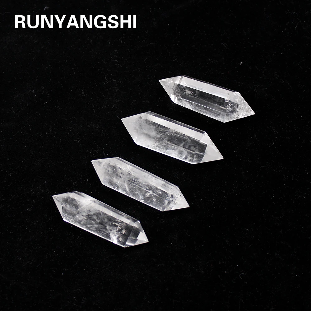 Runyangshi Natural White Crystal 40-60MM 100% Quartz Crystal Stone clear quartz Point Healing Hexagonal Wand Treatment Stone