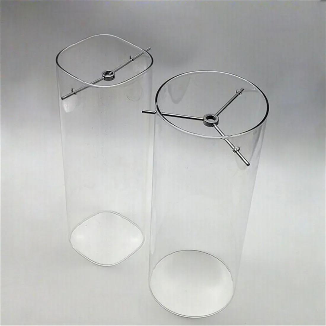 Abat-jour en verre transparent à tube long pour pièces d\'éclairage, remplacement d\'abat-jour à intervalles carrés clairs pour lampe ci-après