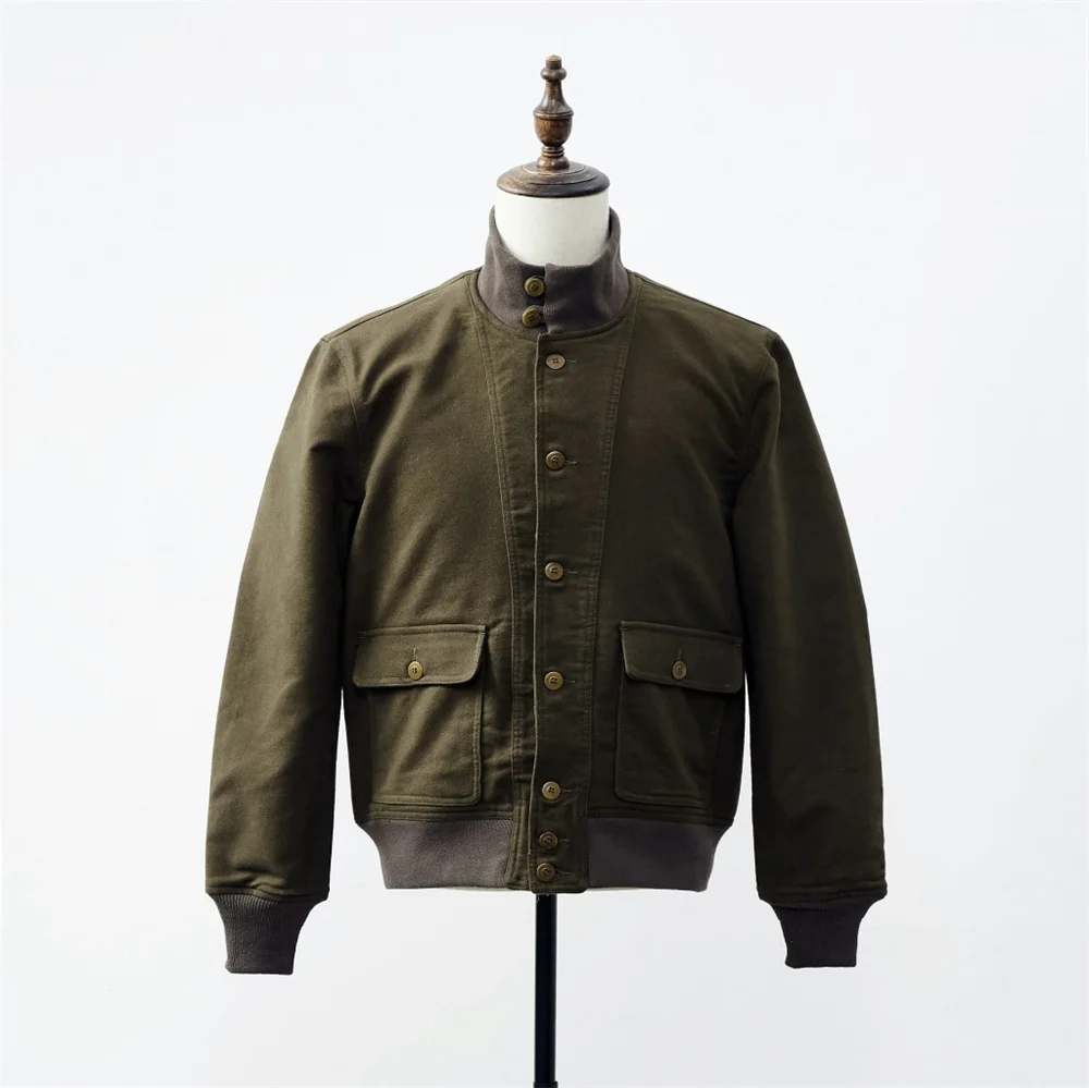 MA-1 Aviator Jacket for Men Short Pure Cotton Single-breasted Commander Military Style Coat Male Vintage Clothes