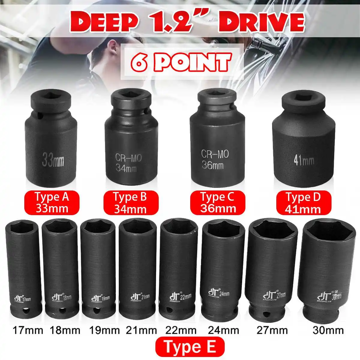 Wheel Black Hex 6 Point 1/2\