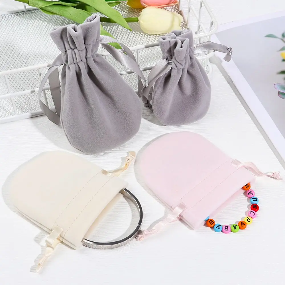Fashion Necklace Wrapping Bag Portable Storage Pouch Jewelry Packaging Bag Drawstring Pouches Round Velvet Bag