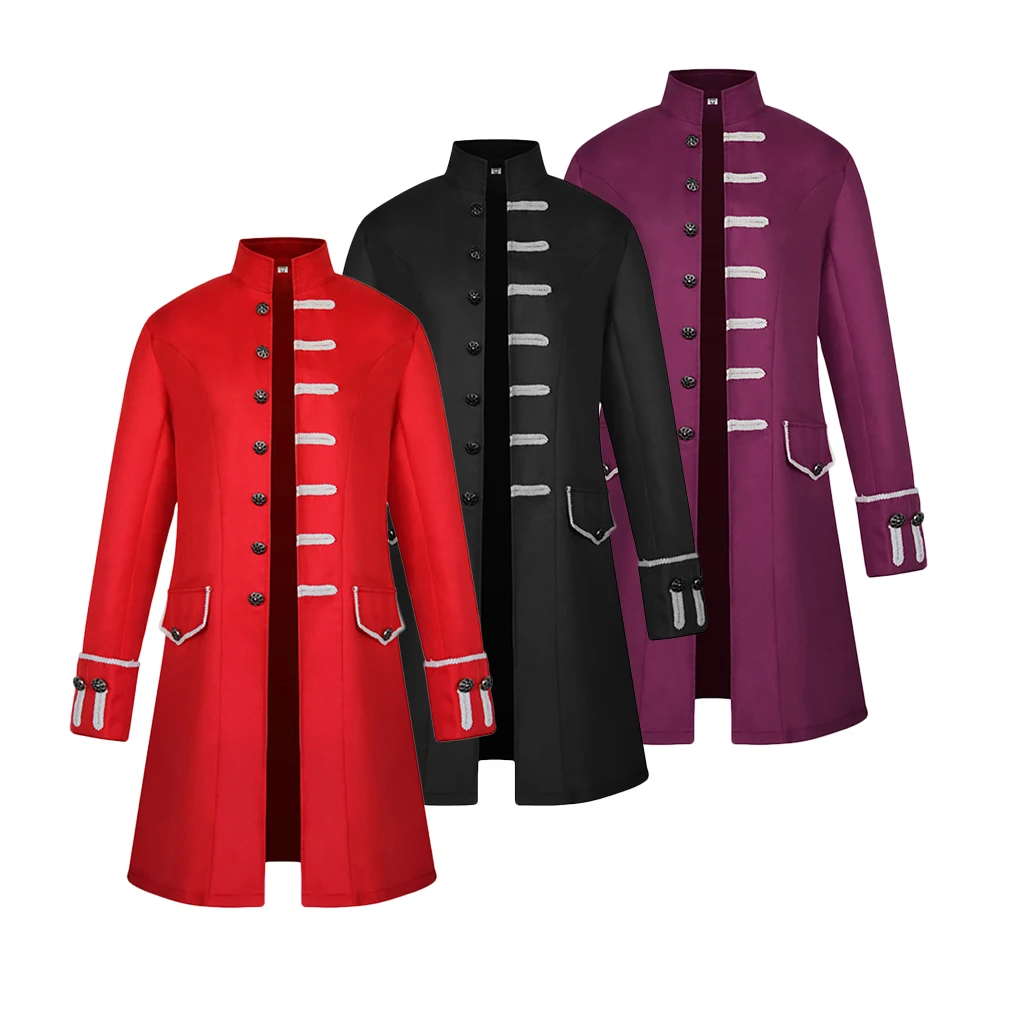 Fashion Vintage Mens Gothic Jacket Long Sleeve Frock Coat Steampunk Cosplay Victorian Morning Uniform