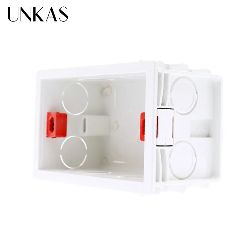 UNKAS 101mm*67mm US Standard Internal Mounting Box Back Cassette for 118mm*72mm Standard Wall Touch Switch and USB Socket