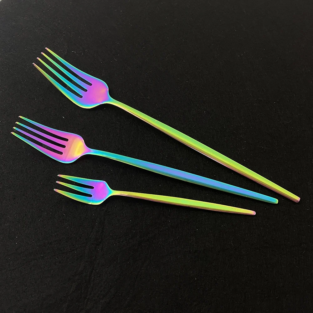 Dinnerware Rainbow Tableware Cutlery Set Stainless Steel Luxury Flatware Home Fork Spoon Knife Kitchen Dinner Set Drop Ship